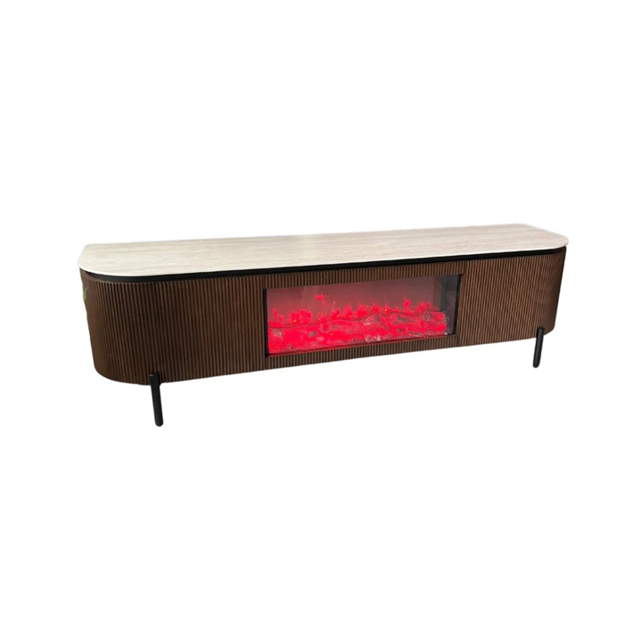 AQUA TV-MÖBEL BRAUN MIT KAMIN 200X50X55 BEIGE KERAMIK