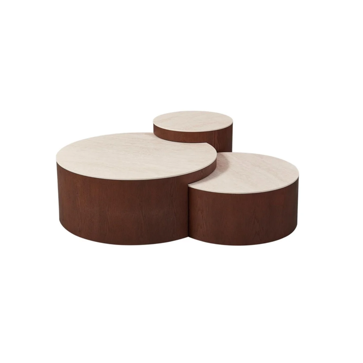 AQUA COUCHTISCH-SET BRAUN 90/37|70\30|50/45 BEIGE KERAMIK