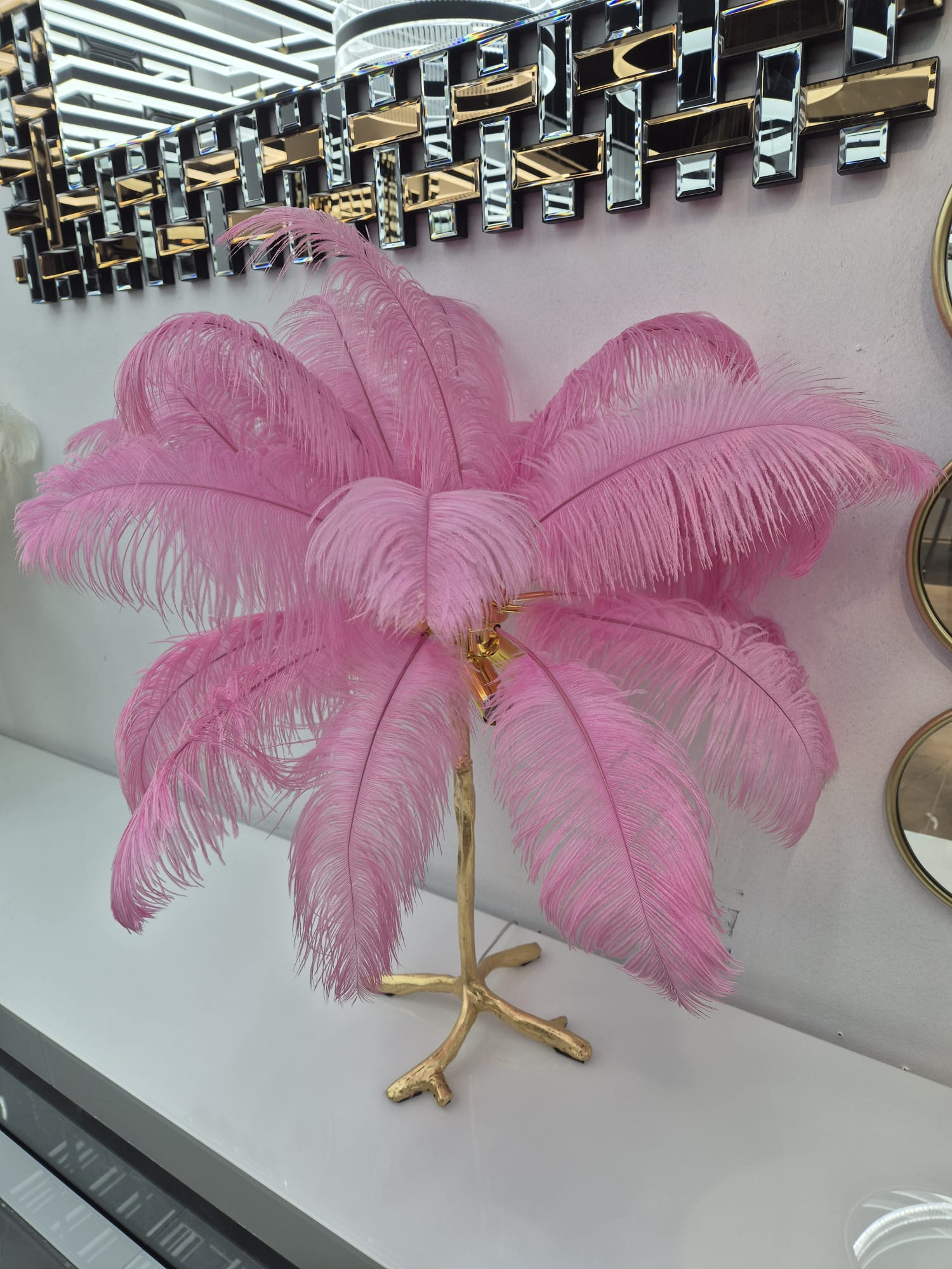 FEATHER TAFEL LAMP DELUXE - ROZE