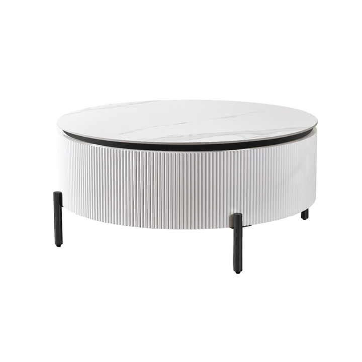 AQUA COUCHTISCH WEISS/SCHWARZ 100 RUND WEISSE KERAMIK