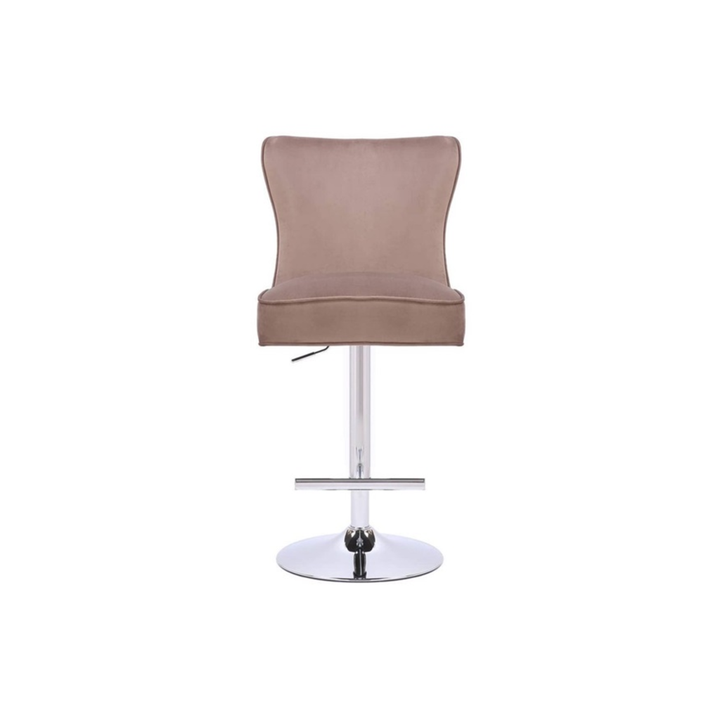 STUHL RIXOS BAR 7122 SILBERNE BEINE + TAUPE-STOFF (C42)