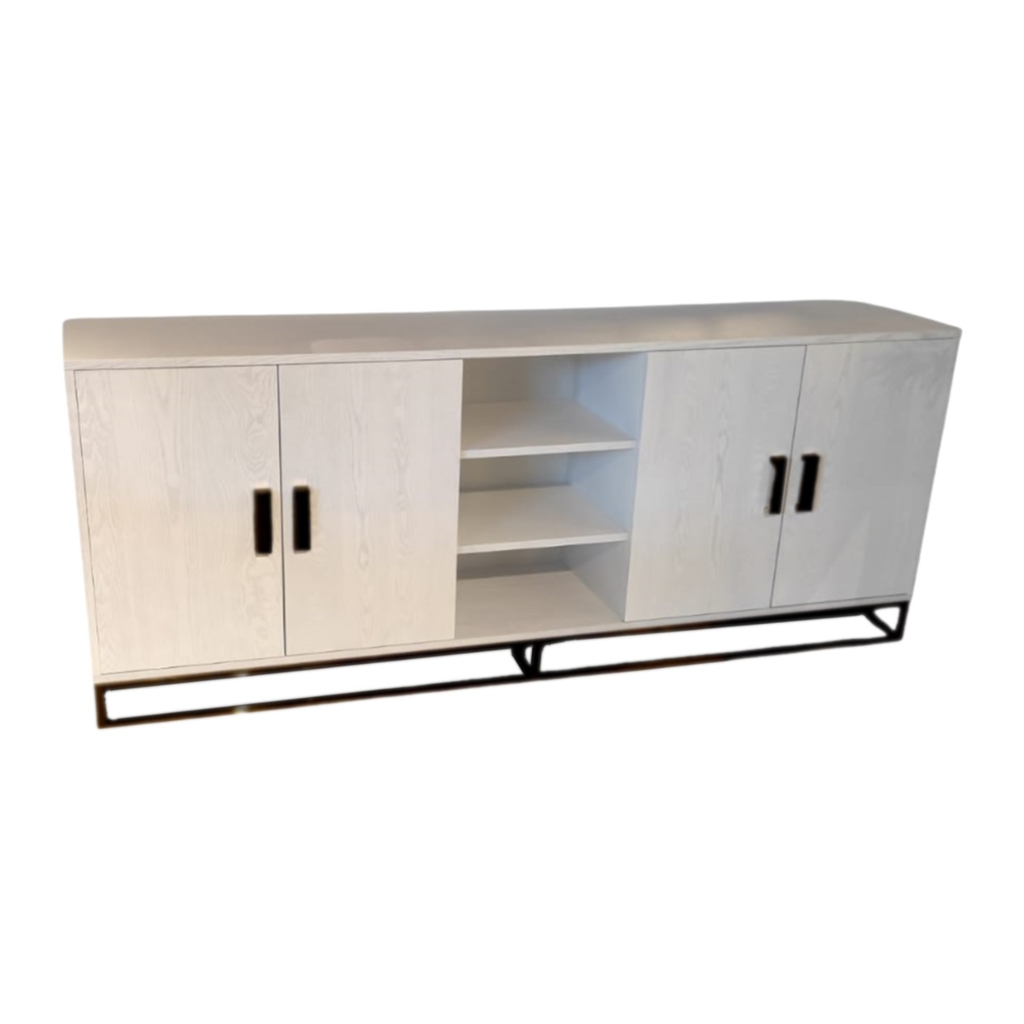 CREME FINEER DRESSOIR 208X45X83 ZWARTE ACCENTEN