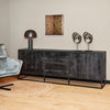 Dressoir Denver Black 210 cm | Mangohout en staal