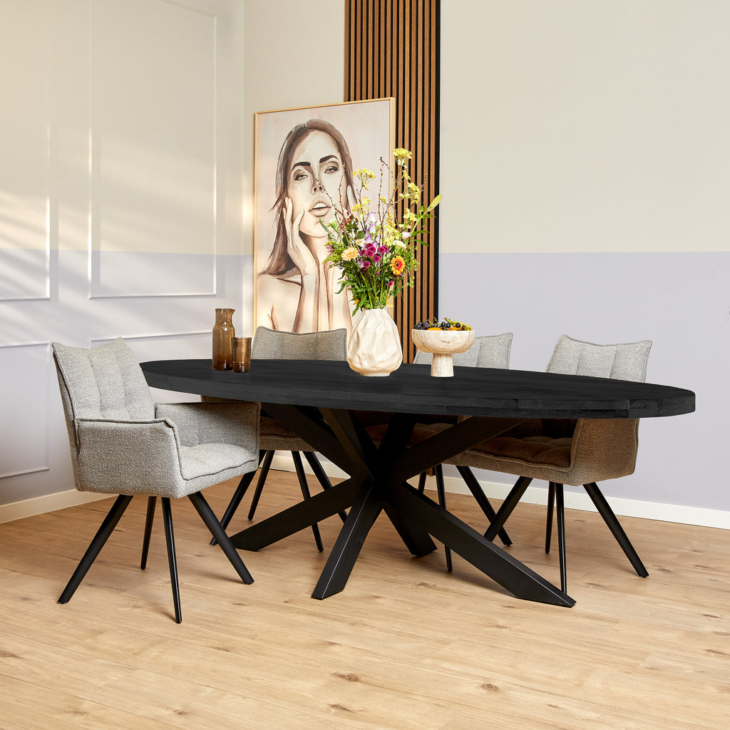 Eetkamertafel Denver Black | Ovaal | 240 cm