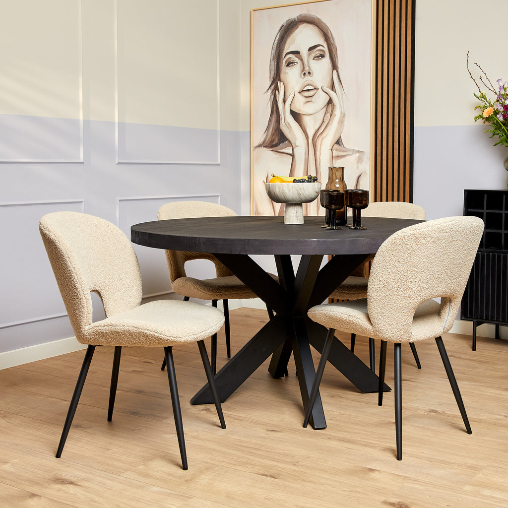 Eetkamertafel Denver Black | Rond | 110 cm