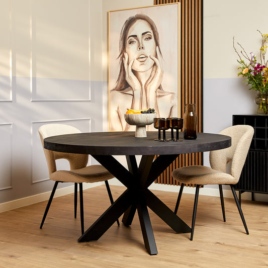 Eetkamertafel Denver Black | Rond | 140 cm