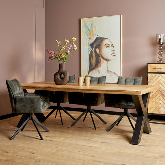 Eetkamertafel Denver | Rechthoek X-poot | 200 cm