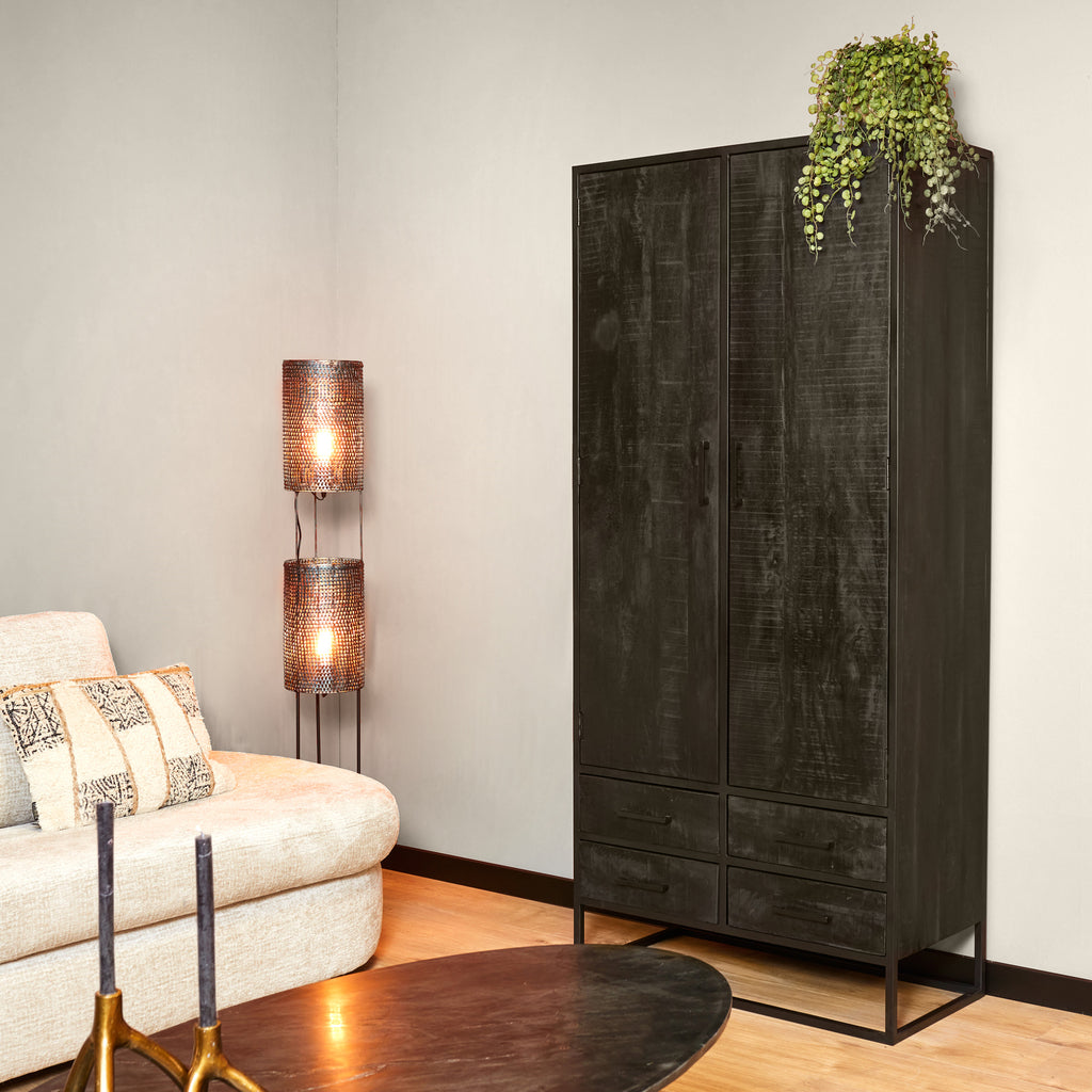 Kabinet Denver Black | Mangohout en staal | 90 cm