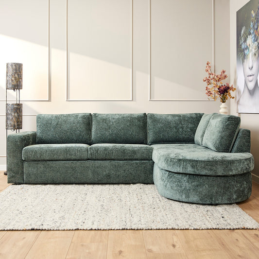 MySofa Alma | Green | 2,5 zits + Divan Rechts | 5 jaar garantie