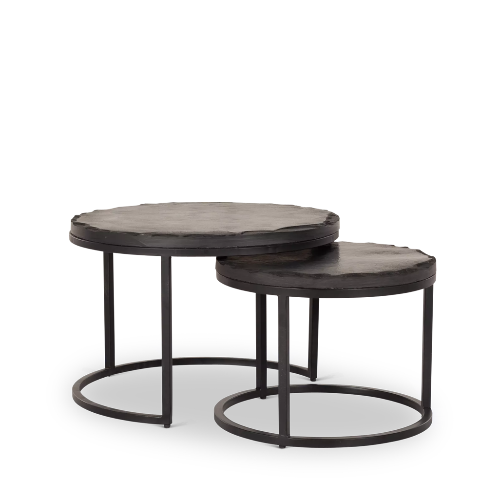 Salontafel set Ora | Zwart Kadappa Stone 60-45 cm